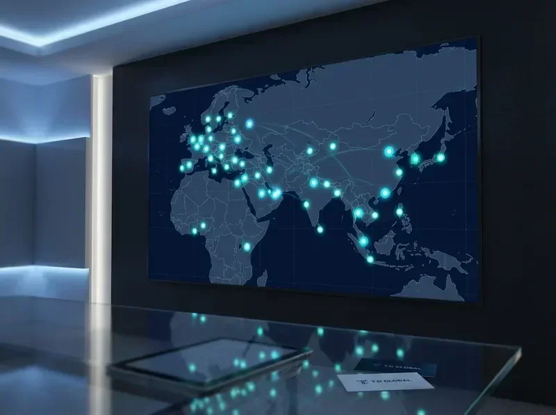 מפת הפצה עולמית של T.D GLOBAL — פעילות ב-25 מדינות בתחום גופי תאורה חוץ וכבלי חשמל