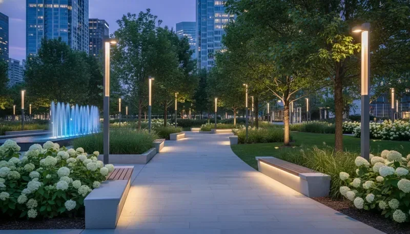 תאורת מרחב ציבורי — פארקים וכיכרות
